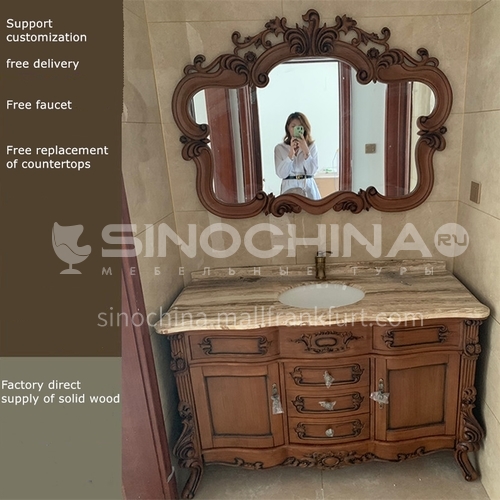 European antique bathroom cabinet red oak solid wood bathroom cabinet 8999O-Empire 